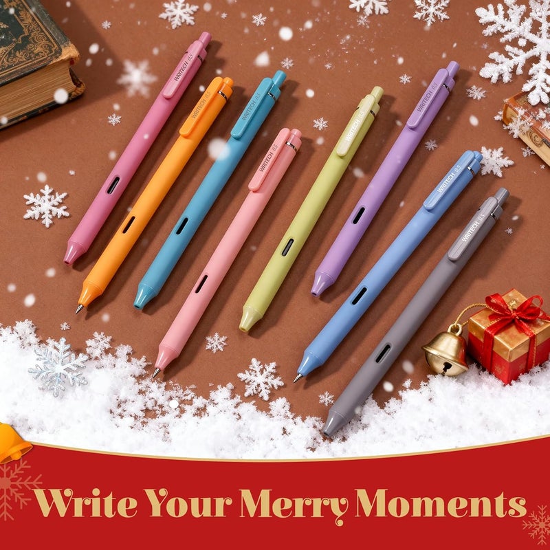 WRITECH أقلام جل ذات نقطة دقيقة: 8 قطع 0.5 مم بألوان حبر متعددة قابلة للسحب لكتابة سلسة وتدوين الملاحظات وتدوين اليوميات وتلوين متنوع بدون تسرب أو لطخات أو بقع (مجموعة عتيقة) - Image 2